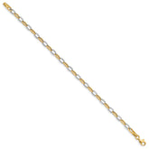 14k Two-tone Polished Oval Cable Link 7.25 inch Bracelet